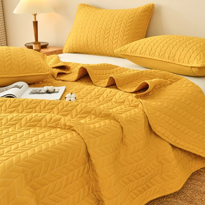 In Stock Exclusive For Pure Color Washed Cotton Bedspread Tatami Quilted Non-Slip Bed Sheet Three-Piece Set Tailstock Cover Blanket
