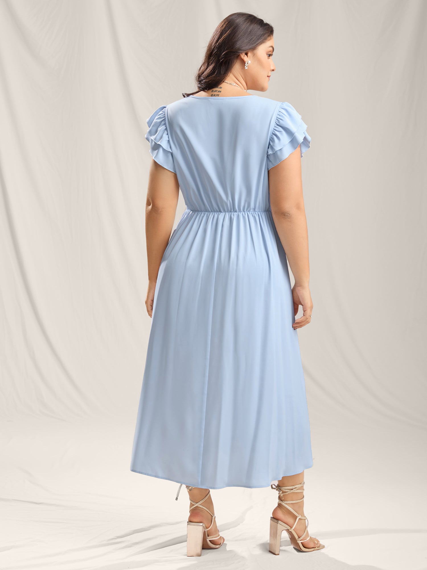 Twist Front Woven A-Line Midi Dress