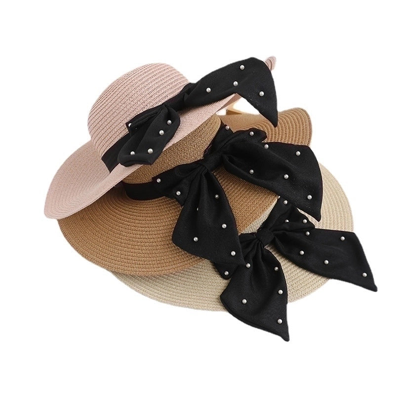 Women's Minimalist Classic Style Color Block Wide Eaves Straw Hat