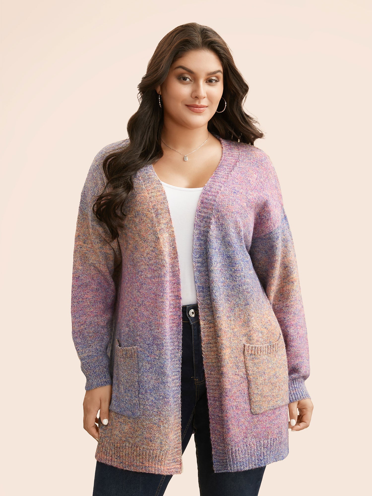 Gradient Dyeing Patch Pocket Cardigan