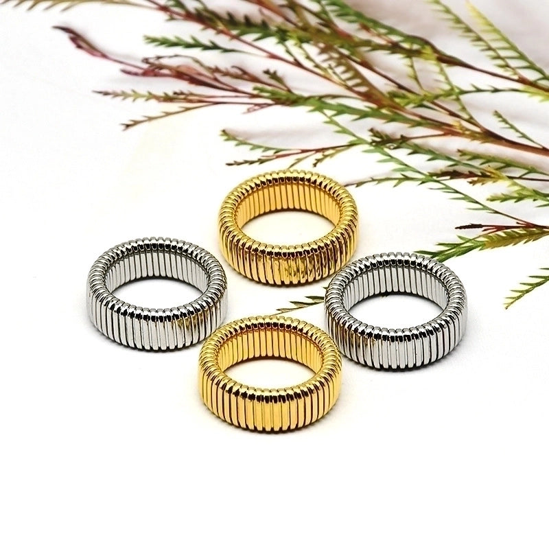 Minimalist Solid Color Titanium Steel 18K Gold Plated Plating Rings