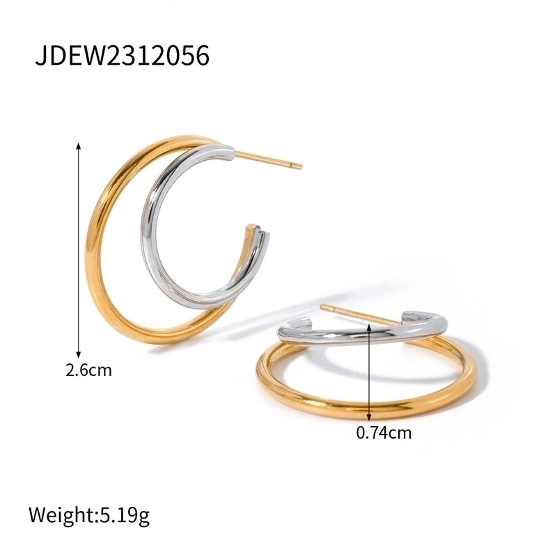 1 Pair Minimalist Classic Style Geometric Mixed Color 304 Stainless Steel Ear Studs