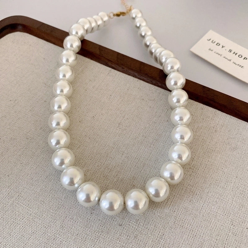 Round Pearl Plating Women's Necklace