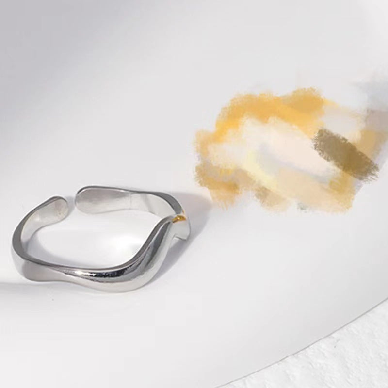 Women Minimalist Stripe Geometric Stainless Steel Electroplating Rings