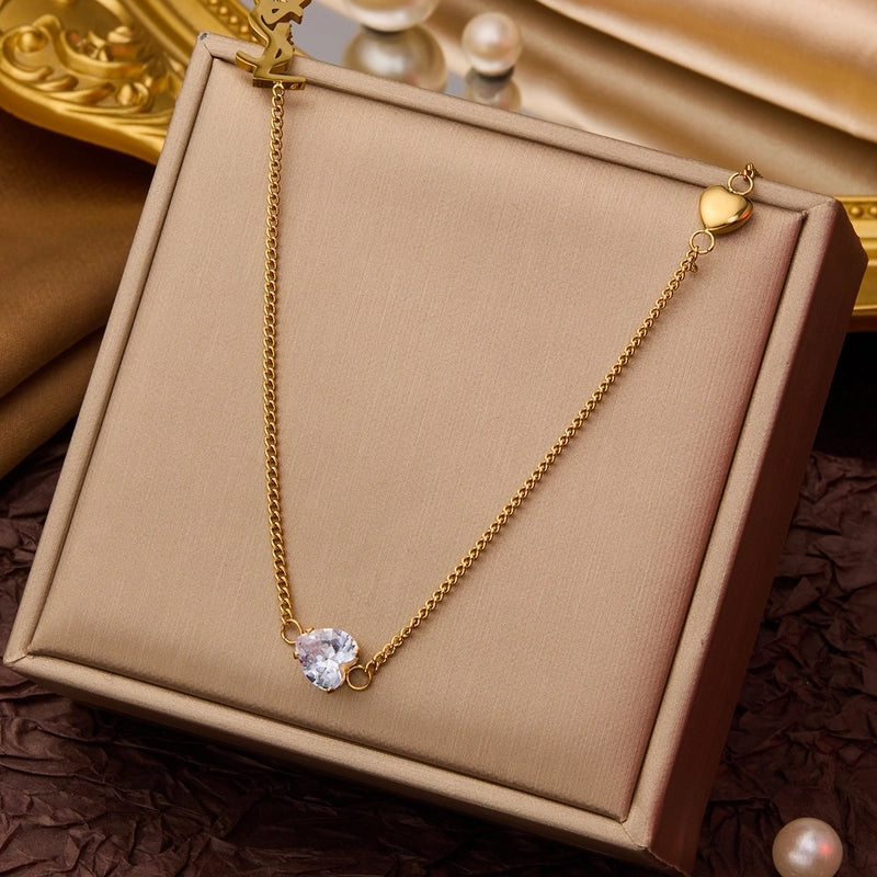 Elegant Minimalist Geometric Flower Bow Knot Titanium Steel Plating Pendant Necklace