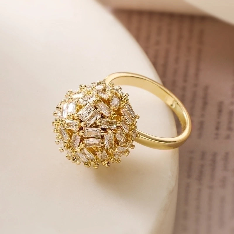 Minimalist Geometric Solid Color Copper Plating Inlay Zircon Open Rings