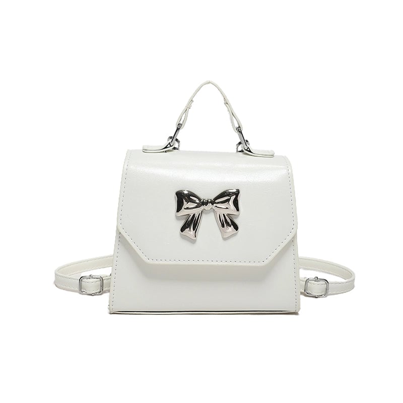Women's Medium Pu Leather Solid Color Bow Knot Vintage Style Preppy Style Flip Cover Crossbody Bag Fashion Backpack