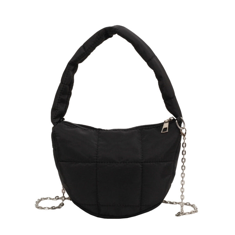 Women's Medium Polyester Solid Color Streetwear Dumpling Shape Zipper Shoulder Bag Crossbody Bag Underarm Bag