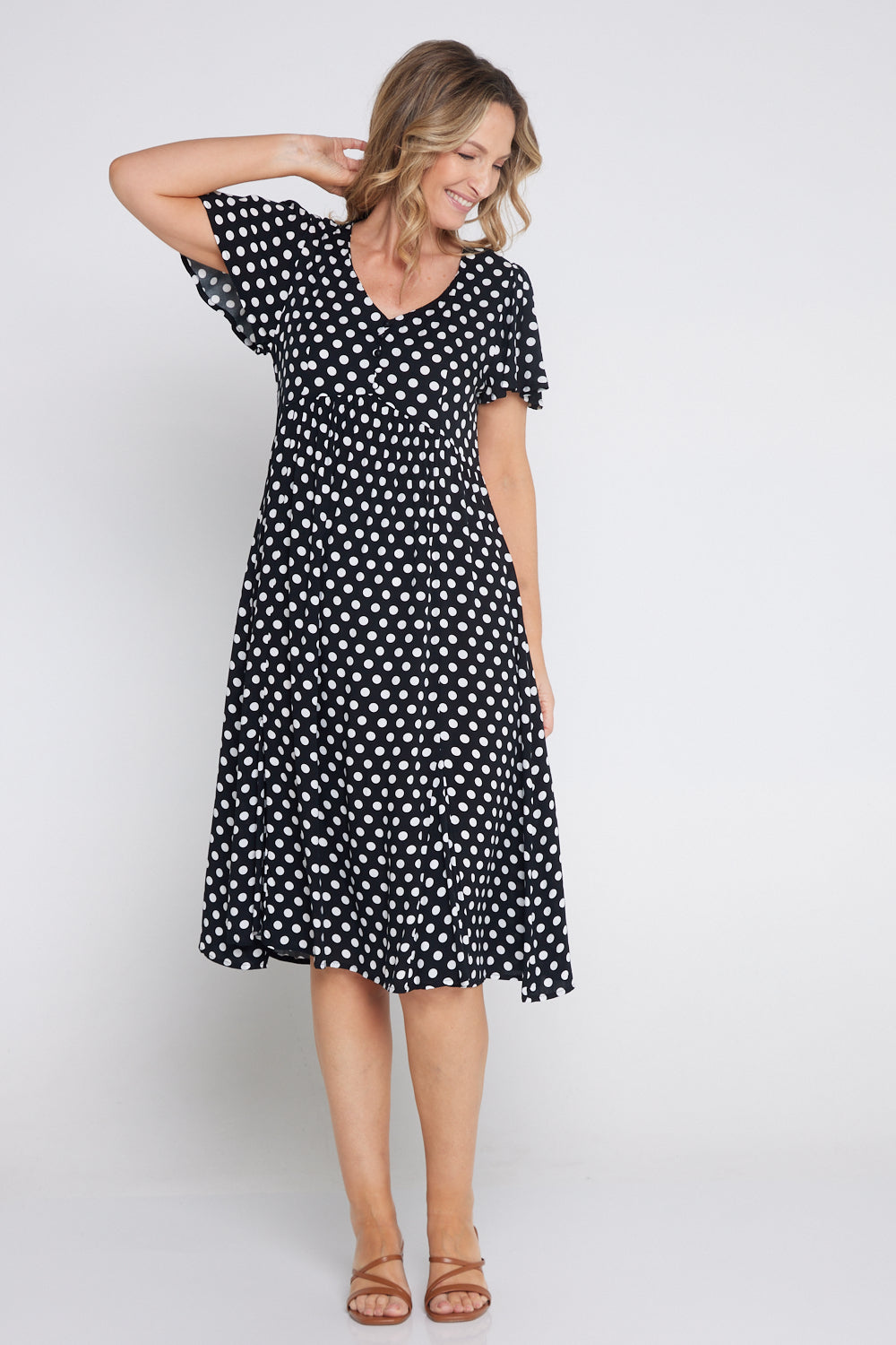 Brighton Dress - Black/White Spot