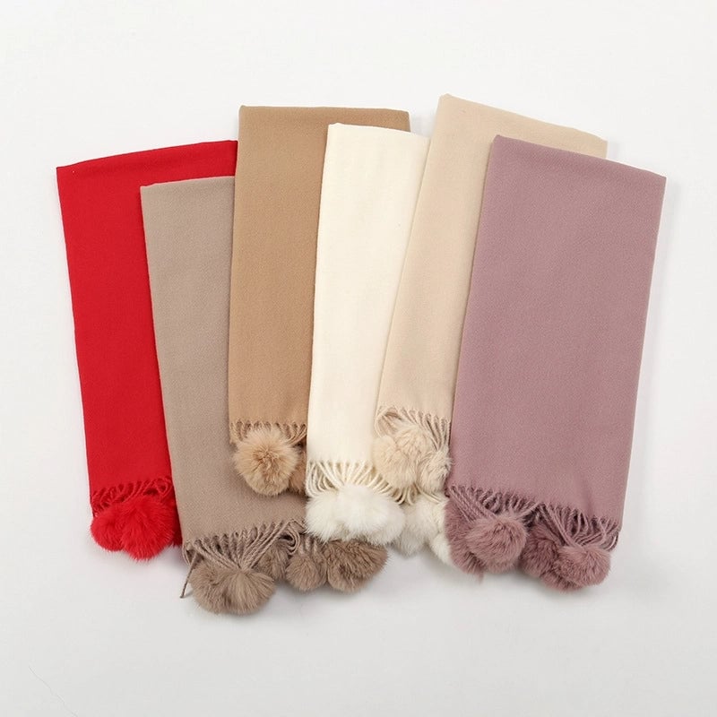Women's Minimalist Classic Style Solid Color Imitation Cashmere Tassel Scarf