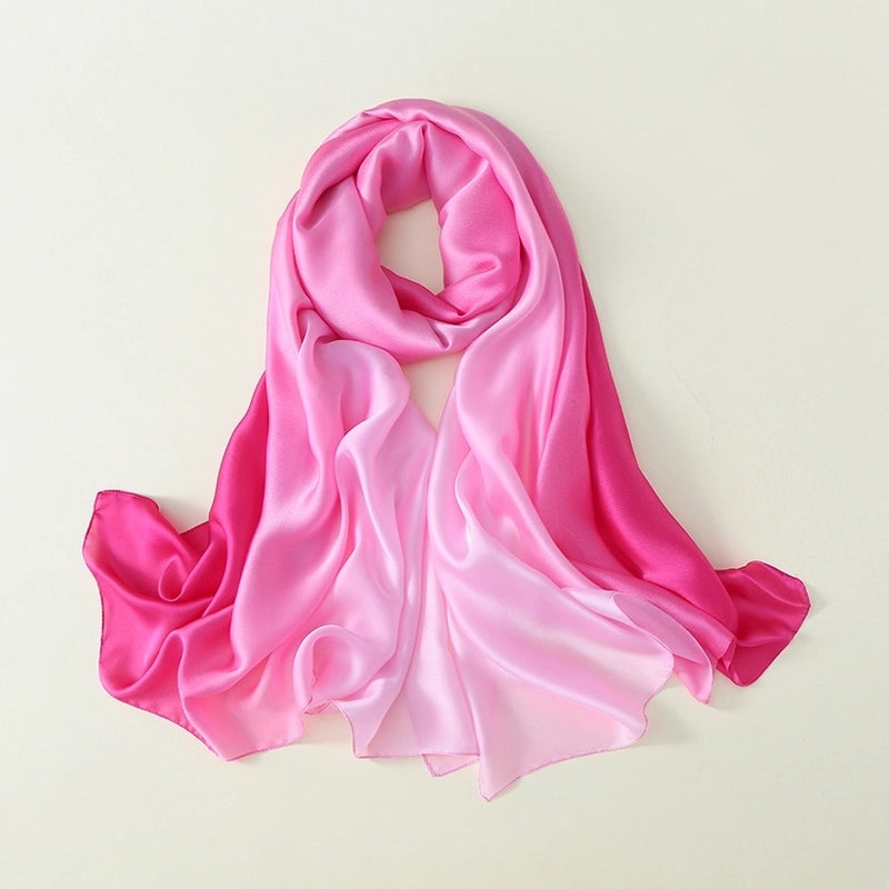 23 New Gradient Color Scarf Transitional Color New Silk Satin Scarf Scarf Elegant Long Women's Shawl Solid Color