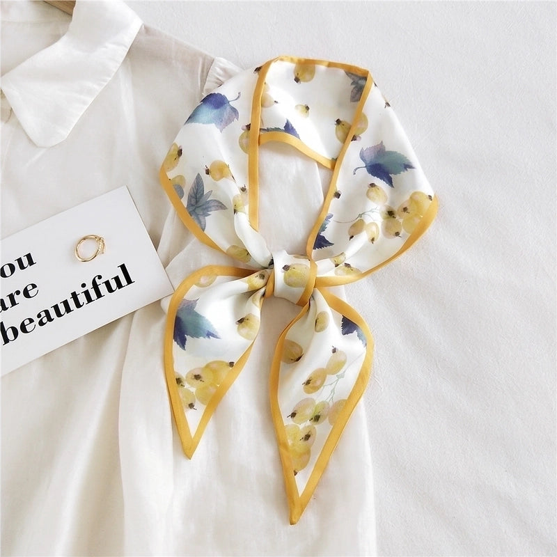 Fruit Printing Ribbon Silk Scarf
