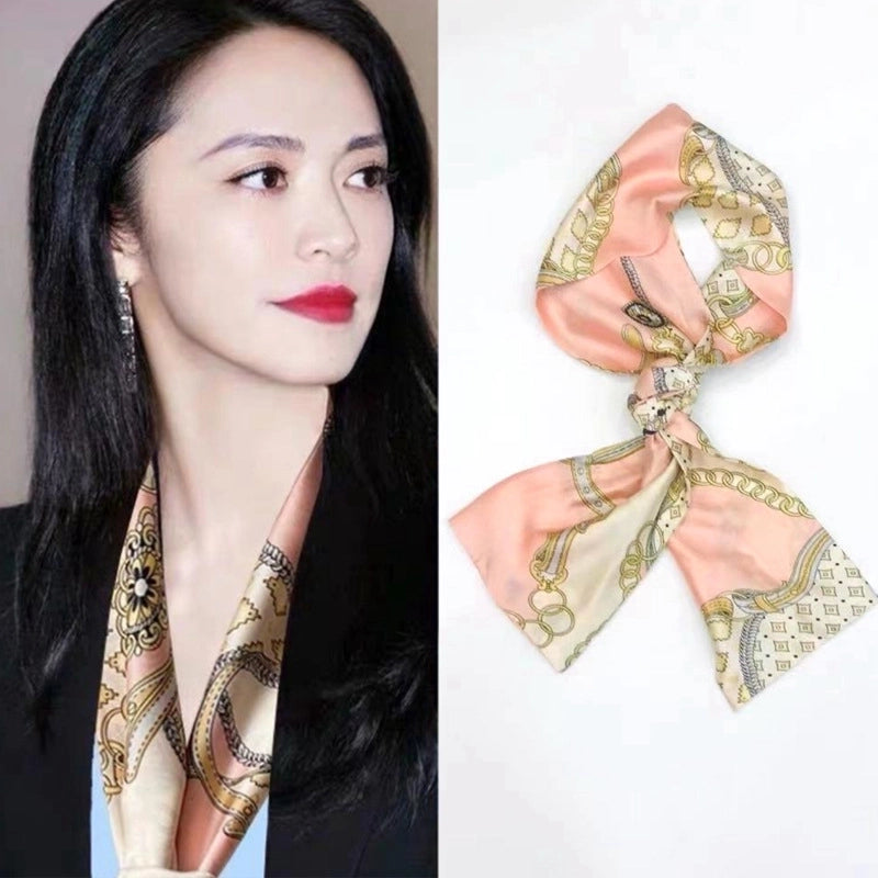 Women's Elegant Minimalist Geometric Chiffon Printing Silk Scarf