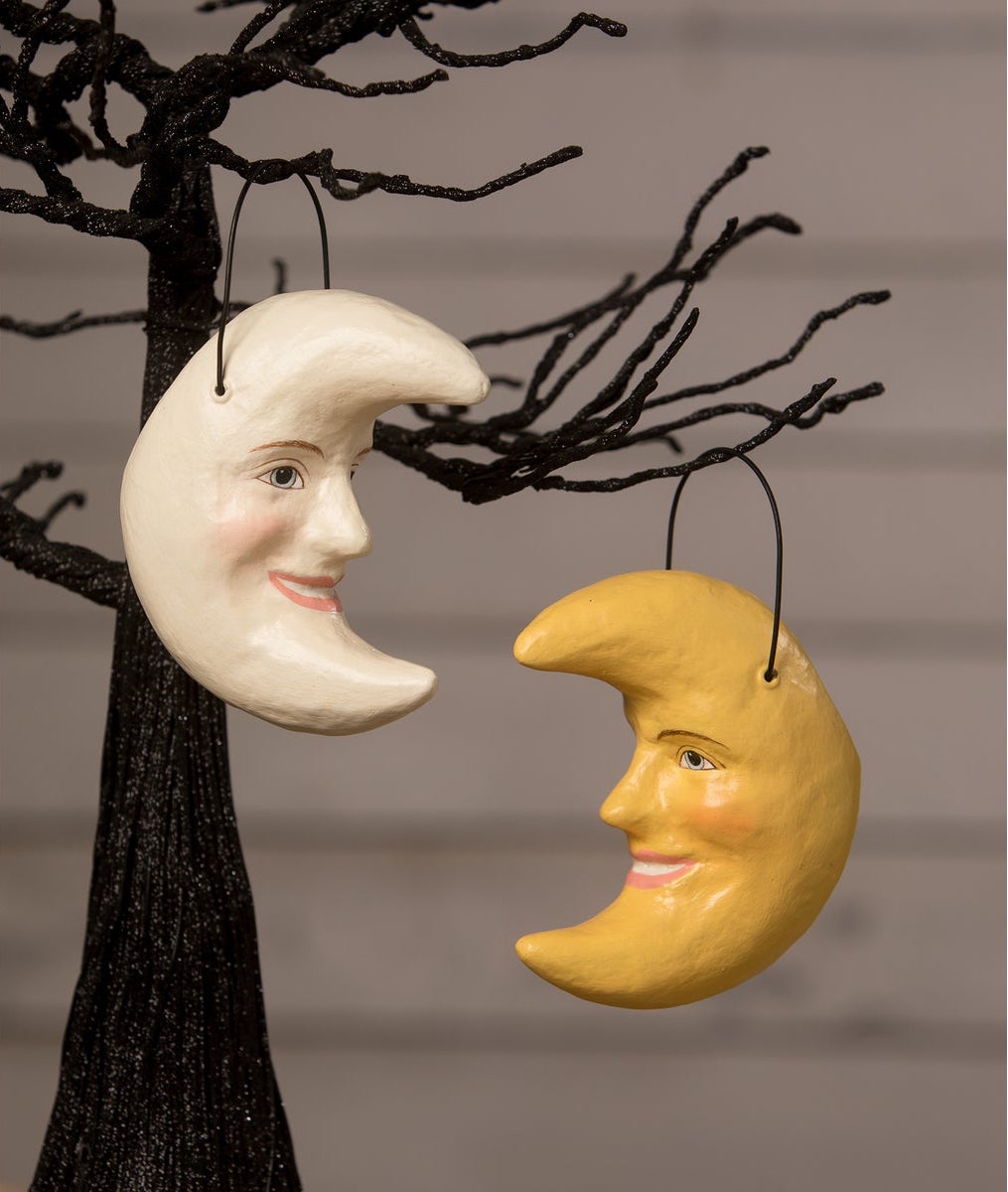 Golden Moon Bucket Ornament. Paper Mache