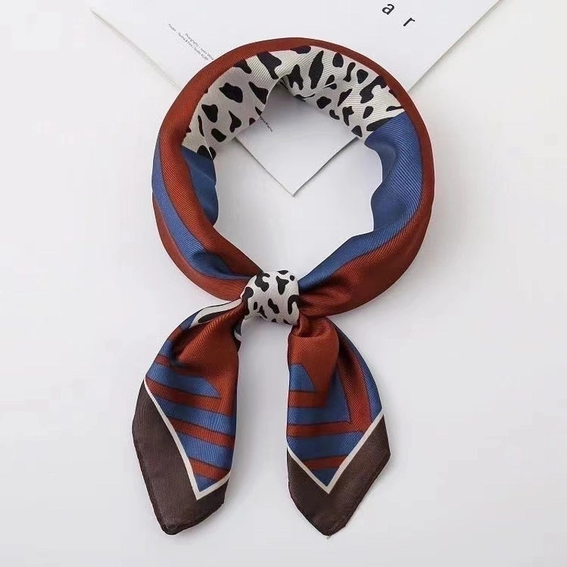 Women's Minimalist Leopard Satin Printing Silk Scarves