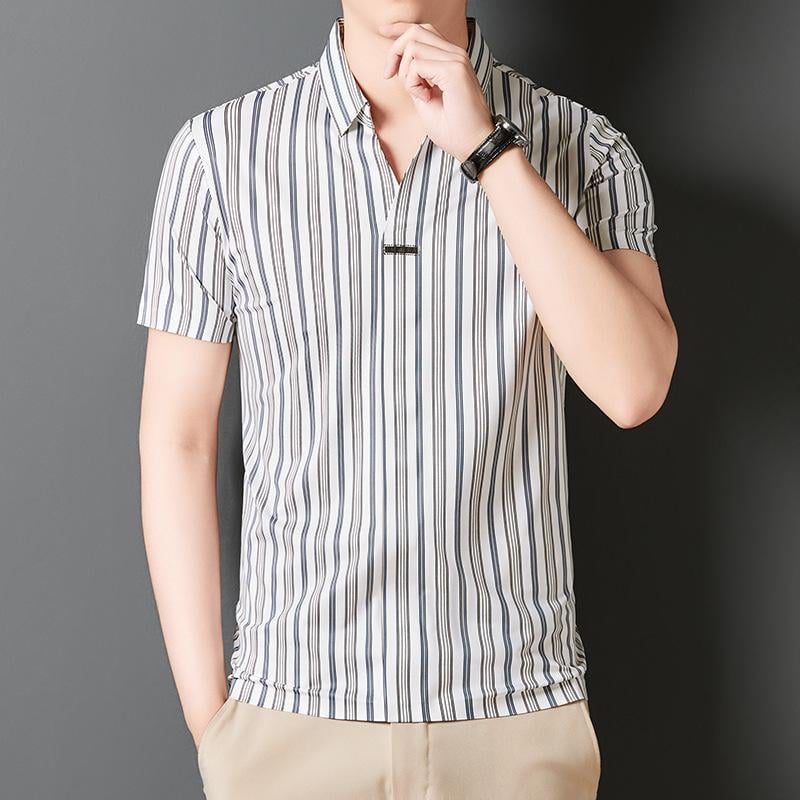 Men's Summer Striped Short Sleeve Shirt(49% OFF)