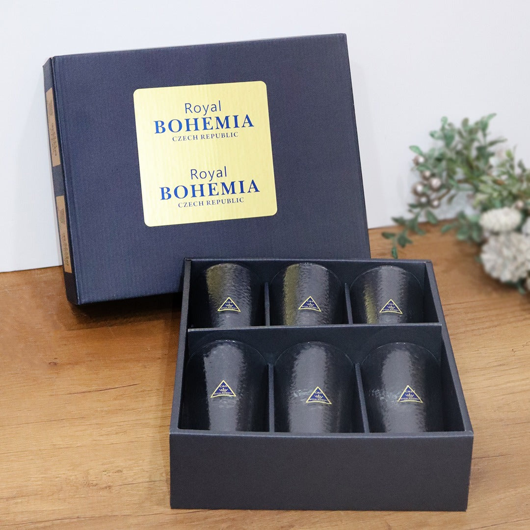 Bohemia Lines Grey Glass Tall Cups 310ml (6pcs)