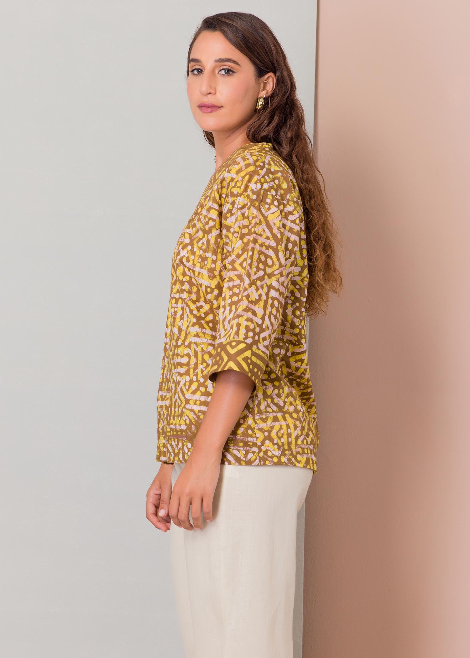 Batik  V-neck top