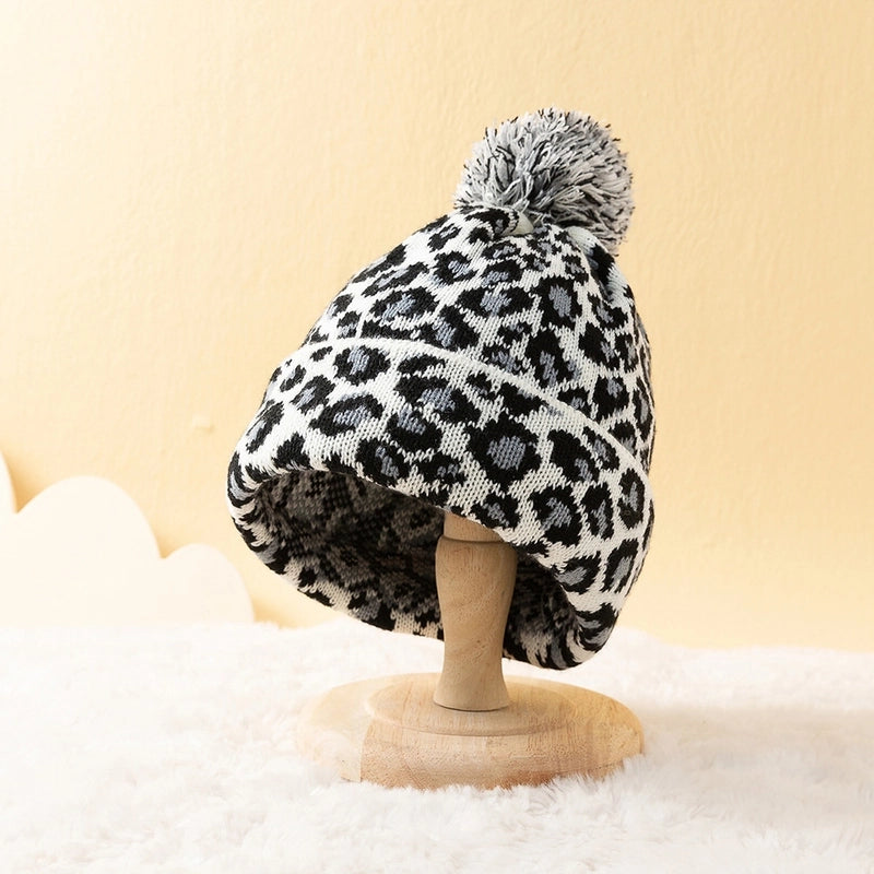 Women's Retro Hairball Leopard Eaveless Wool Cap
