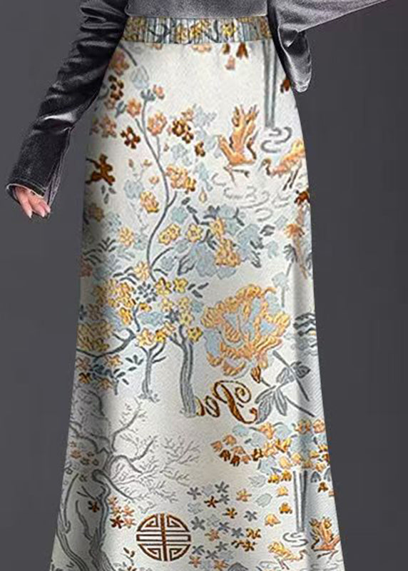 New Print Elastic Waist Draping Maxi Skirts Summer