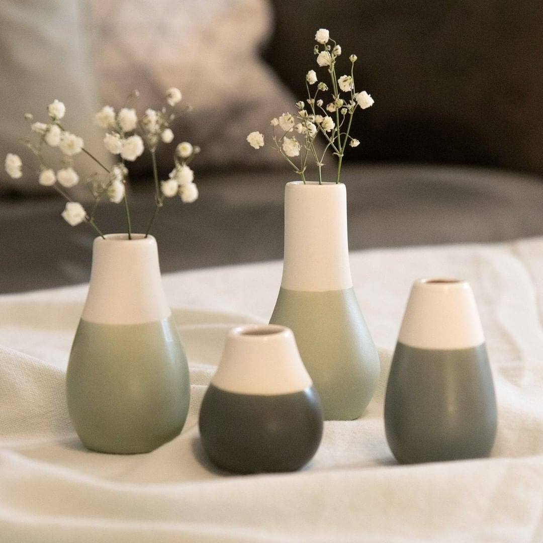 Pastel Mini Vases. Set of 4 - Green