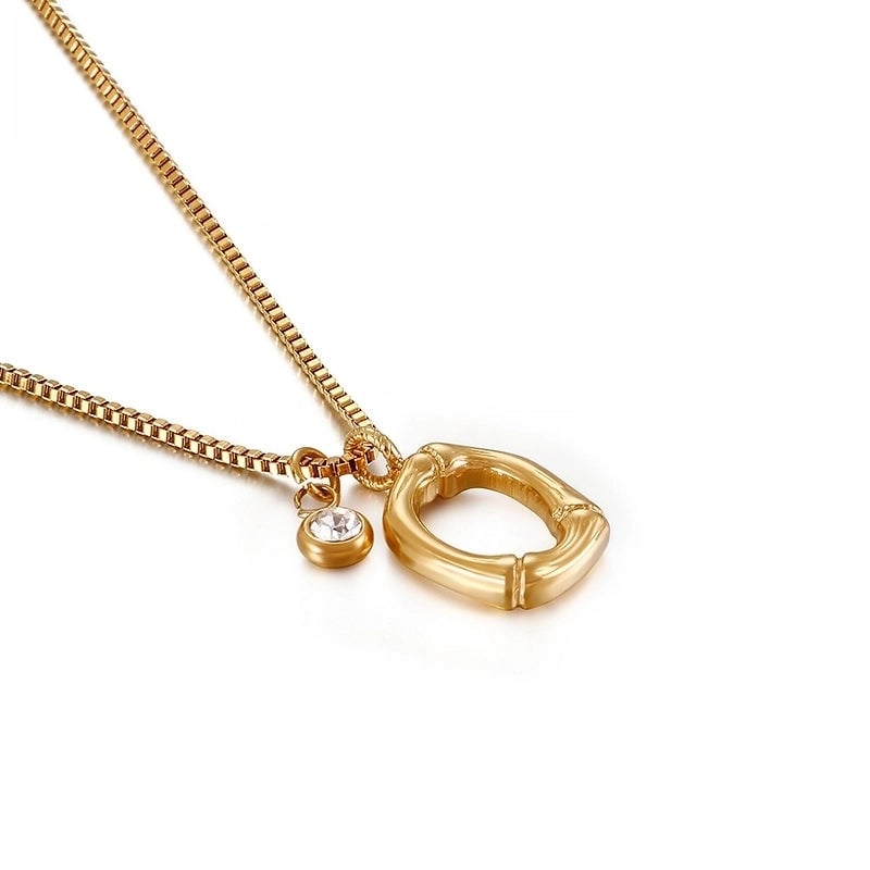 Titanium Steel 18K Gold Plated Minimalist Commute Patchwork Letter Necklace