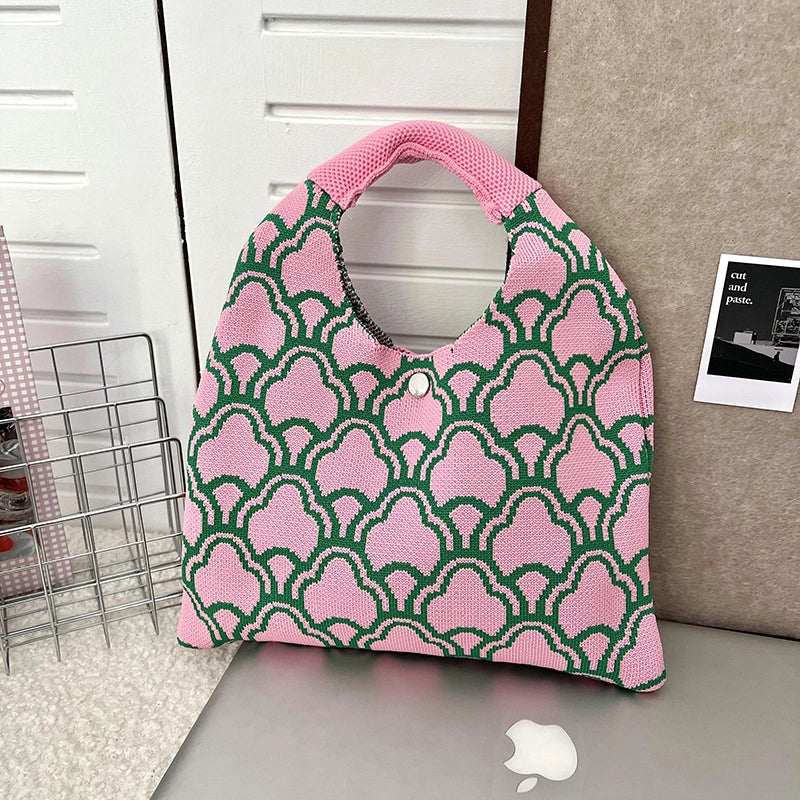 Women's Medium Polyester Printing Streetwear Dumpling Shape Buckle Handbag