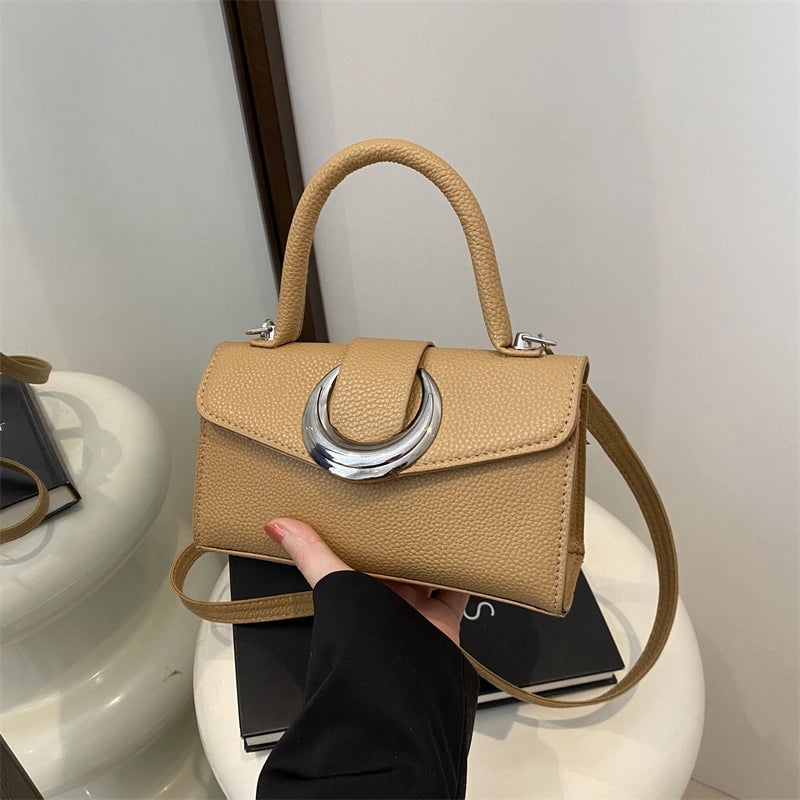 Women's Small Pu Leather Solid Color Streetwear Square Magnetic Buckle Shoulder Bag Handbag Crossbody Bag
