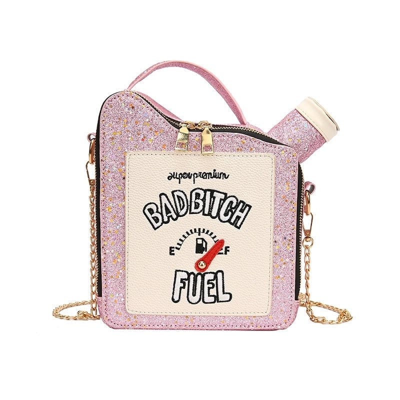 Women's Medium Pu Leather Letter Color Block Streetwear Sequins Square Zipper Crossbody Bag