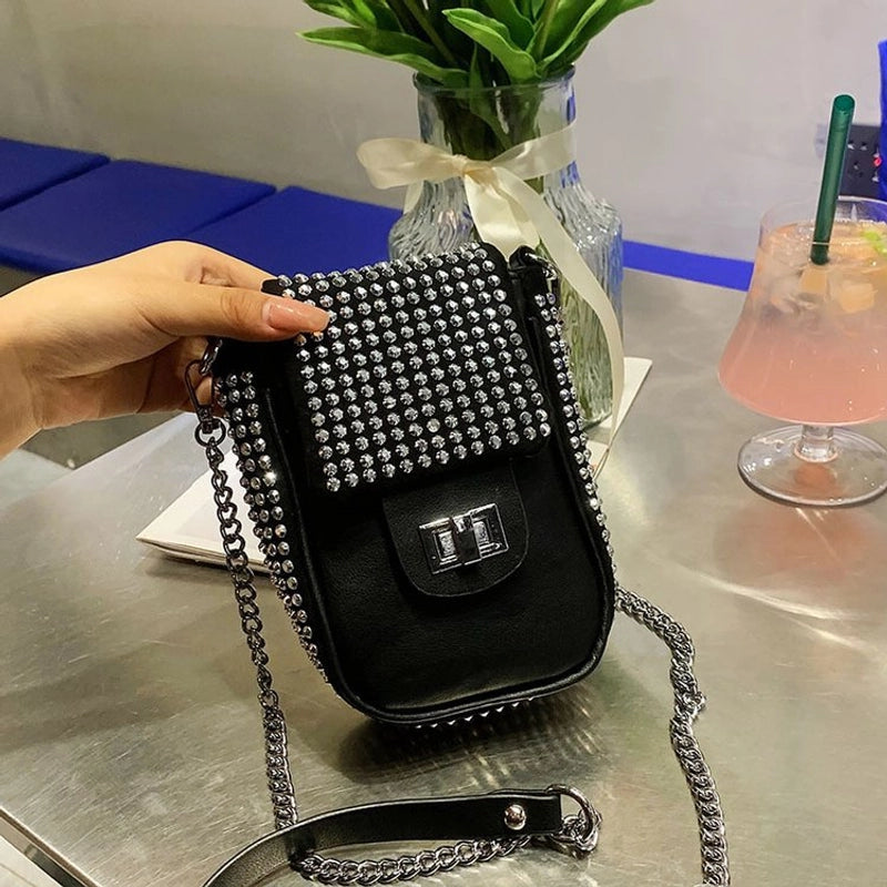 Women's Small Summer Pu Leather Solid Color Fashion Square Lock Clasp Square Bag