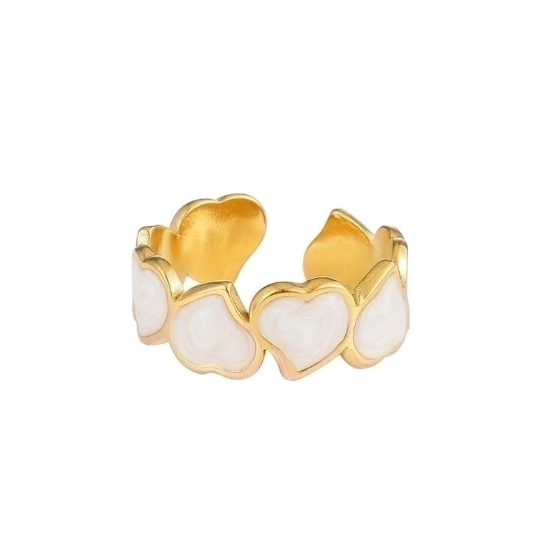 Vintage Style Color Block Stainless Steel 18K Gold Plated Plating Open Rings