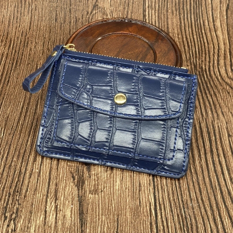 Women's Solid Color Pu Leather Metal Button Zipper Card Holders