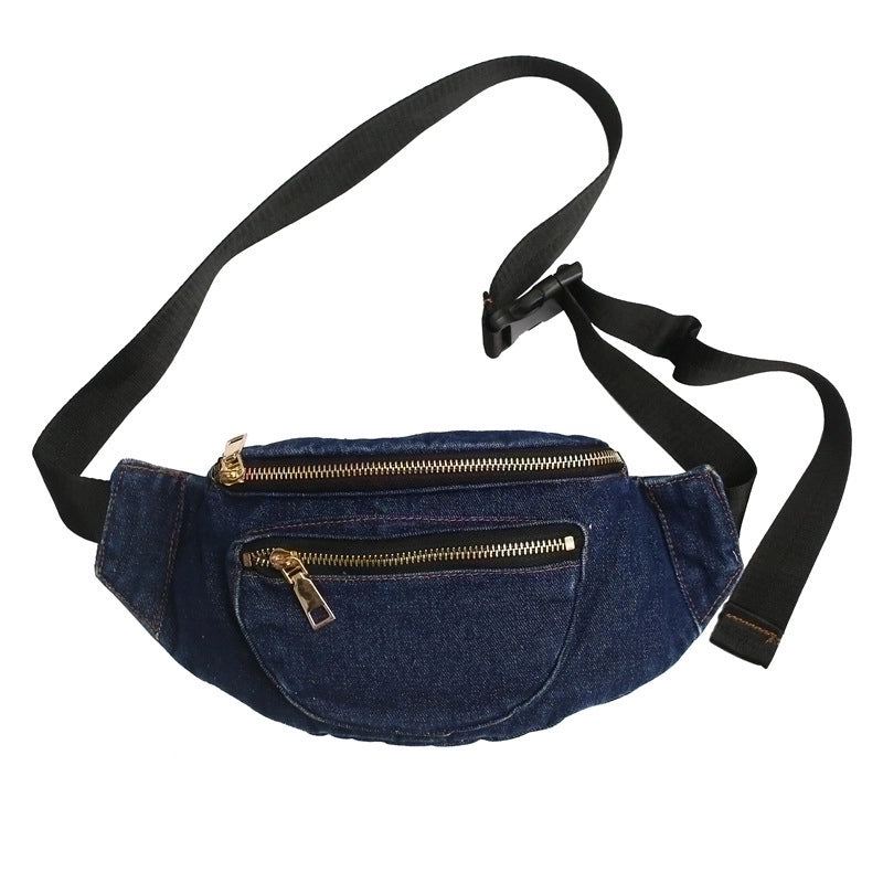 Streetwear Solid Color Denim Waist Bags