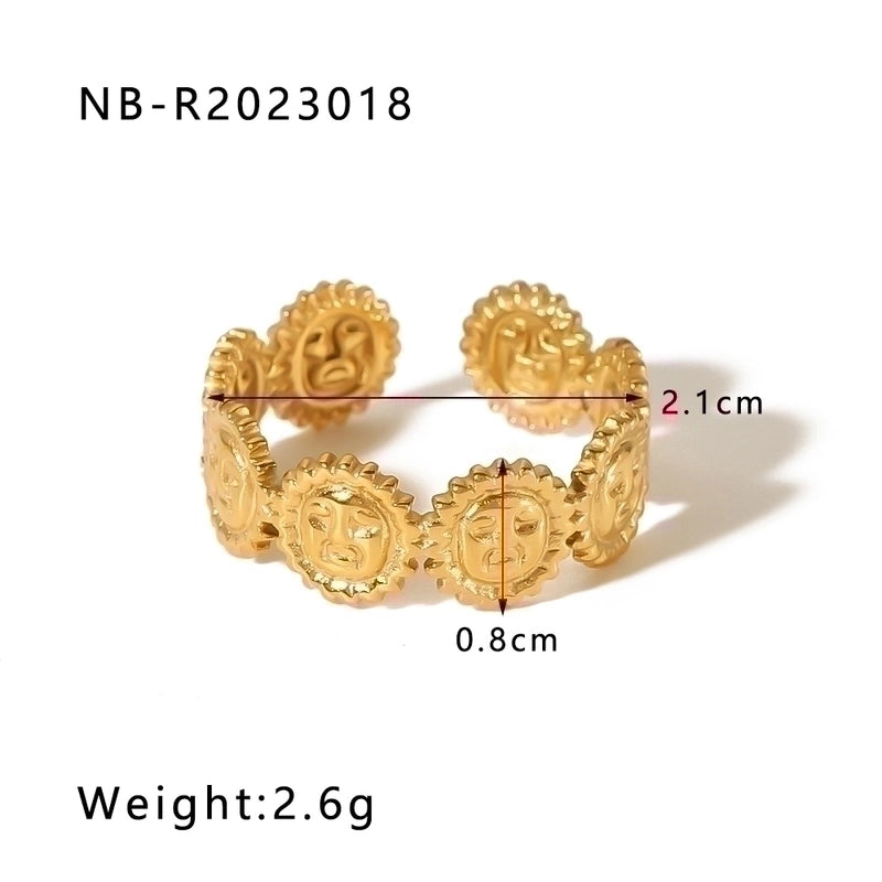 Stainless Steel 18K Gold Plated IG Style Basic Minimalist Plating Four Leaf Clover Heart Shape Flower Open Rings