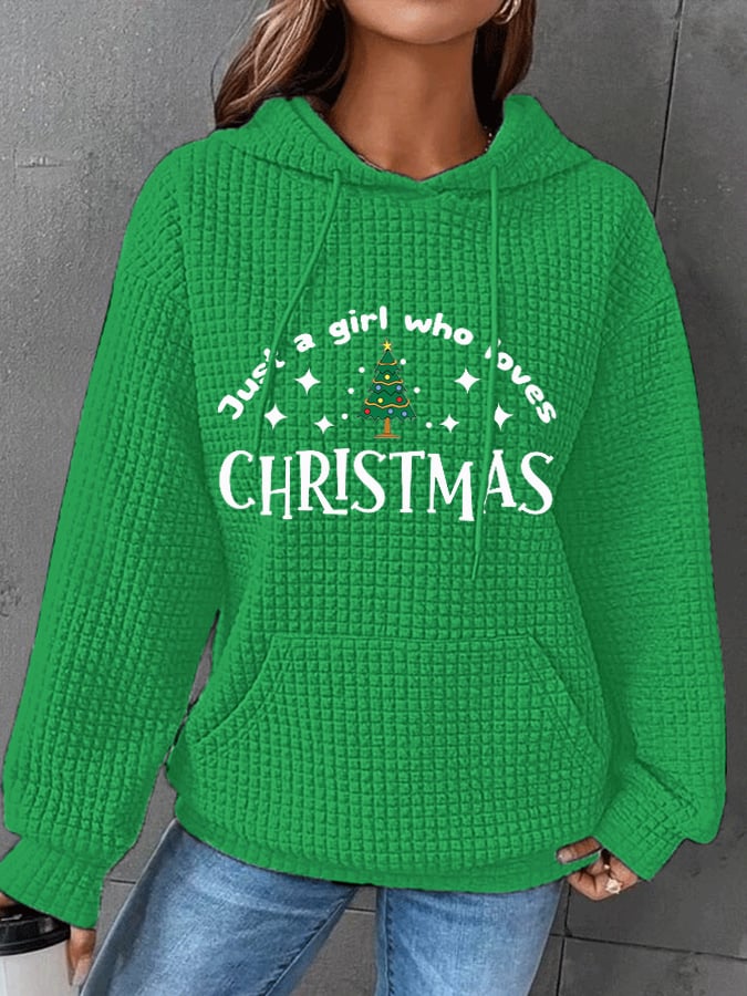 Women's Just A Girl Who Loves Christmas Waffle Hoodie