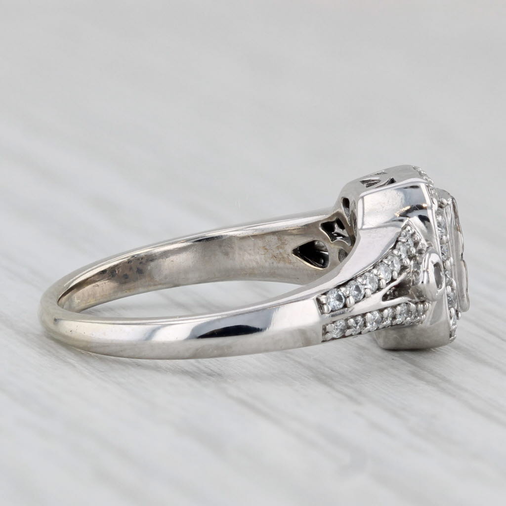 0.35ctw Diamond Cluster Halo Engagement Ring 14k White Gold Size 5.25