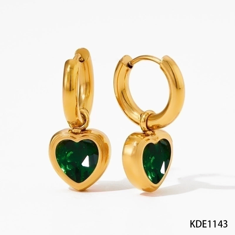 3 Pieces 304 Stainless Steel 16K Gold Plated White Gold Plated Gold Plated Minimalist Inlay Heart Shape Zircon Bracelets Earrings Necklace