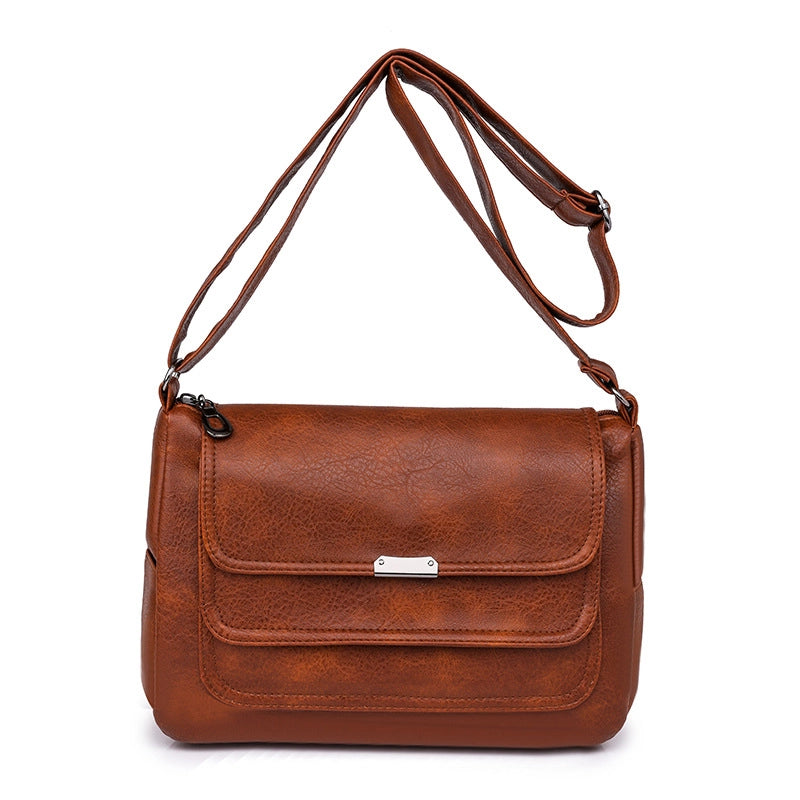 Women's Bag New Fashion Crossbody Shoulder Women's Bag Bags Middle-aged Mother Soft Leather Small Square Bag