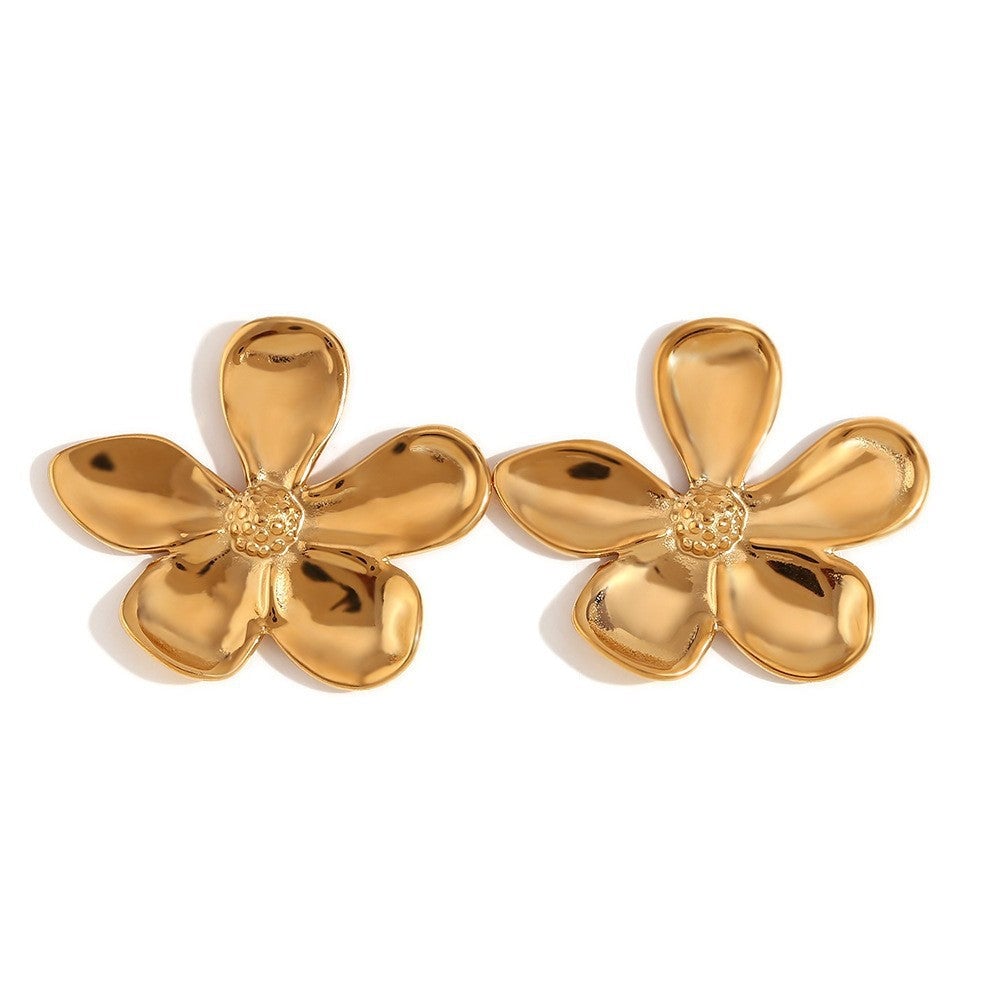 Retro Vintage Fashion Flower Stainless Steel Electroplating Rings