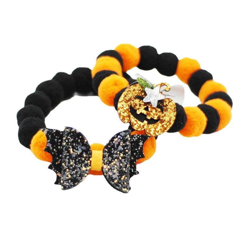 Colorful Ghost Festival Cat Dog Ball Collar Elastic Adjustable Pet Halloween Accessories Cole Duck Accessories