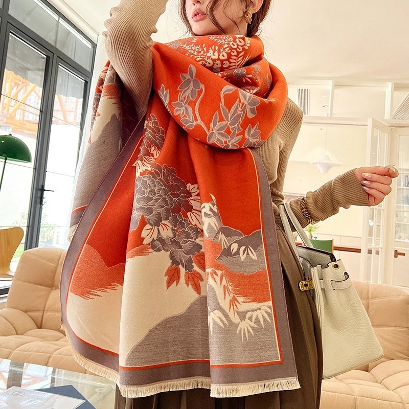 Women's Minimalist Classic Style Flower Polyester Scarf