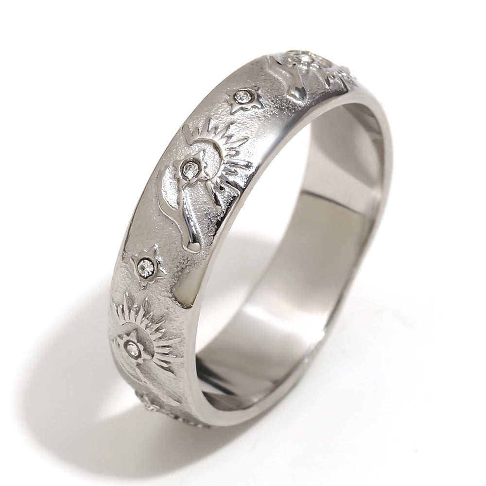 Ins Fashion Niche Advanced Versatile Ring Bracelet Stainless Steel 18K Gold Plated Tarot Earrings Female
