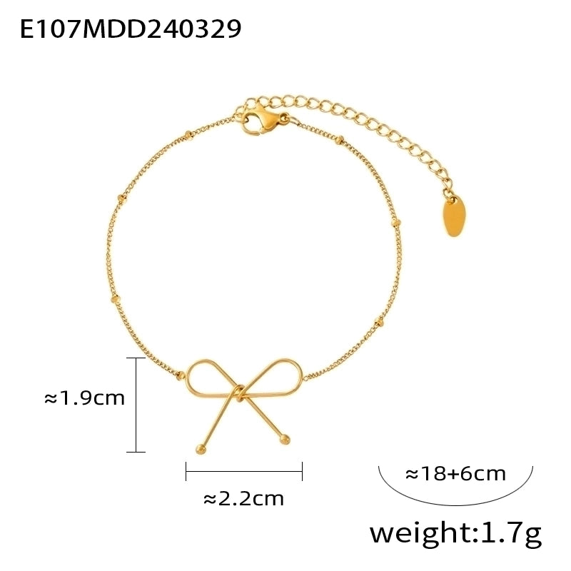 Casual Minimalist Commute Bow Knot 304 Stainless Steel 18K Gold Plated Plating Bracelets Necklace