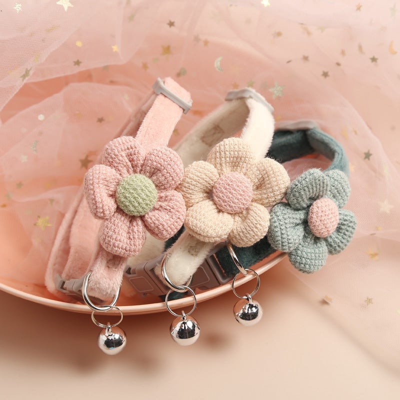 Flower Pattern Bell Dog Cat Collar