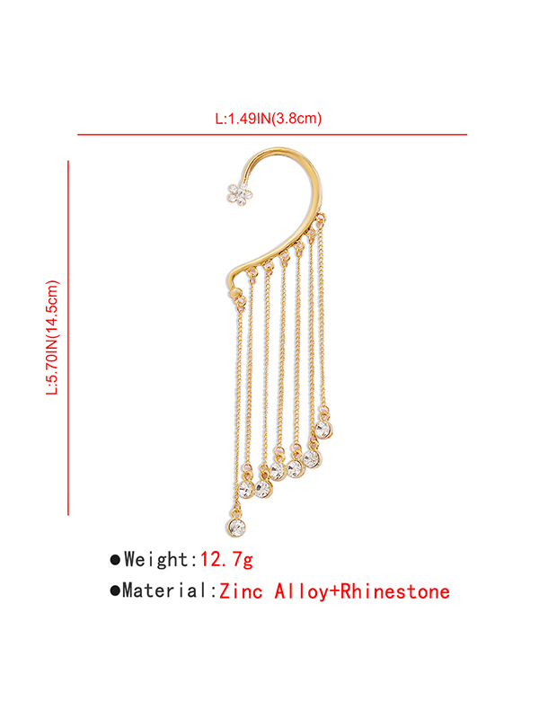 Flower Shape Hollow Rhinestone Tasseled Earhook Accessories