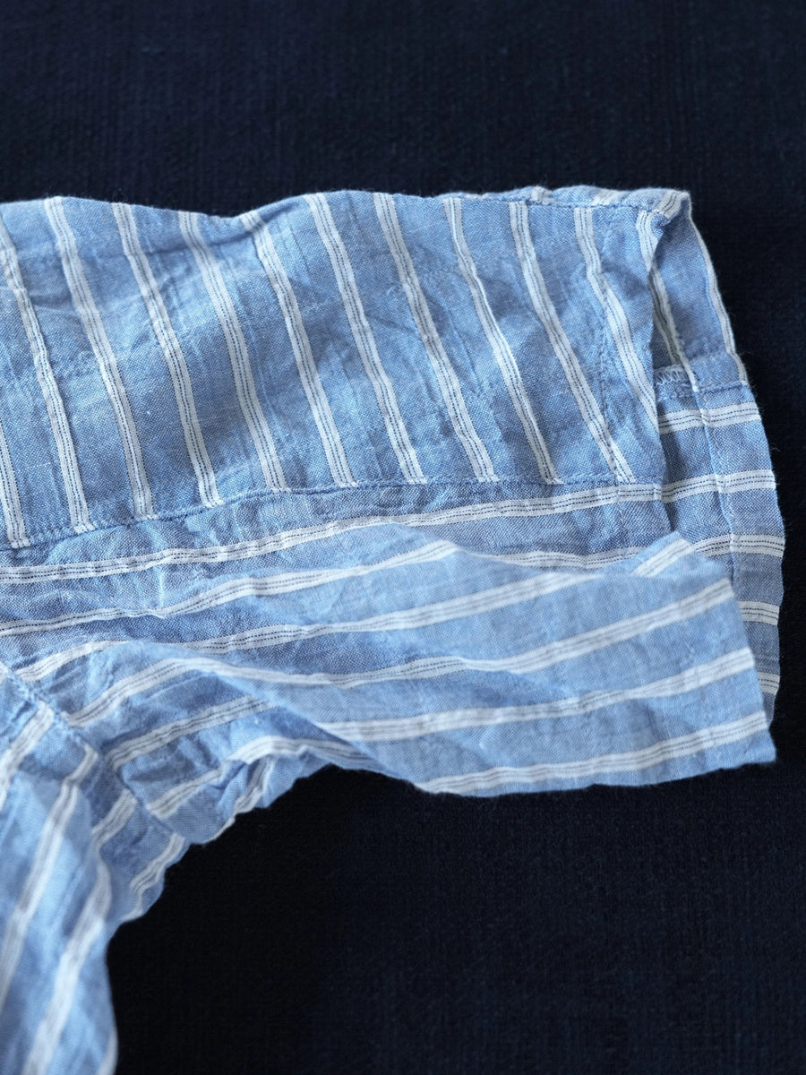 Women Summer Casual Stripe O-Neck Cotton Shirt