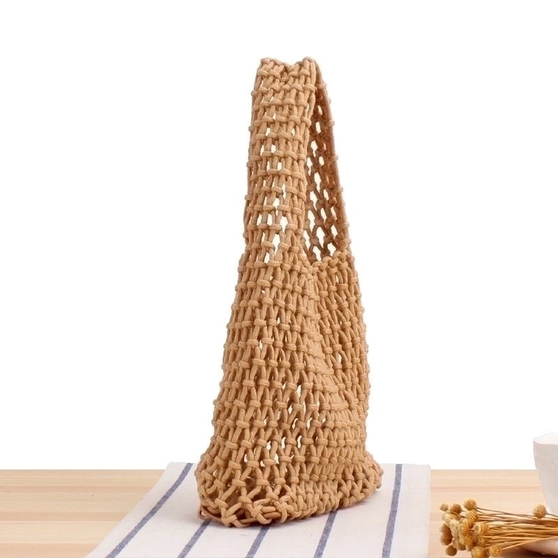 Women's Small Spring&summer Cotton Rope Solid Color Basic Square Open Straw Bag