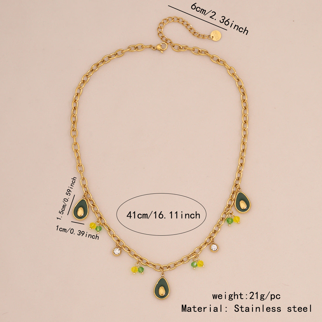 Fruit Watermelon Pineapple Pendant Necklace Colored Crystal Necklace N1524