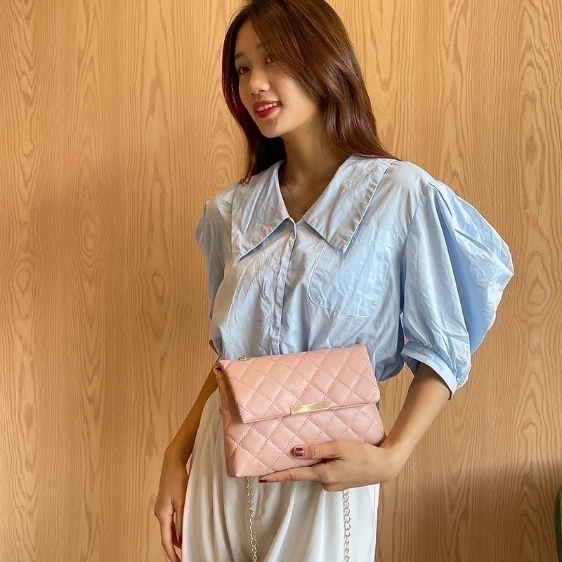 Women's Small Pu Leather Solid Color Fashion Square Magnetic Buckle Crossbody Bag