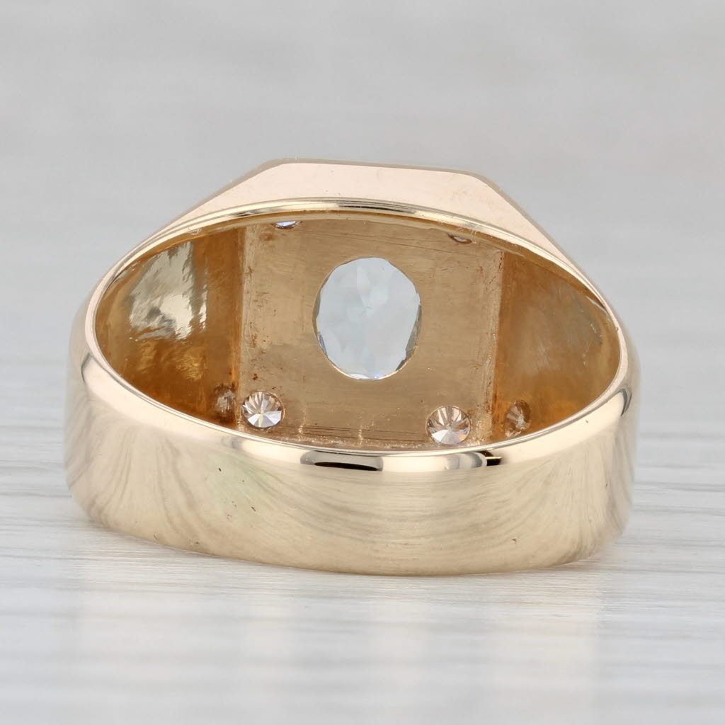 0.77ctw Aquamarine Diamond Ring 14k Yellow Gold Size 9.25